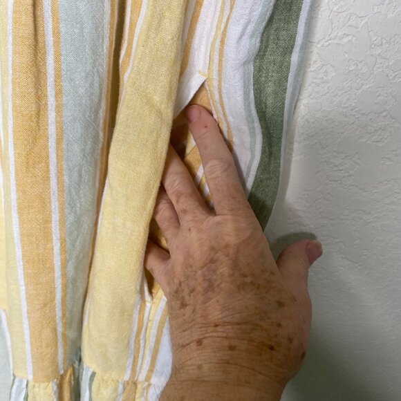 Croft & Barrow Linen Blend Dress Womens 1X  Yellow Striped Sleeveless Sundress - Picture 6 of 9